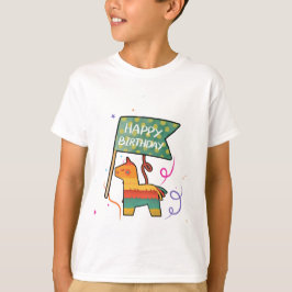 Camiseta Aniversário Fofo Desenhado à Mão 