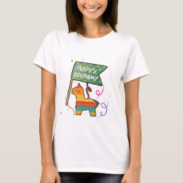 Camiseta Aniversário Fofo Desenhado à Mão 