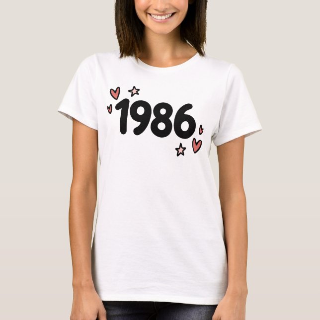 Camiseta Aniversário Fofo Retrô 1986 (Frente)