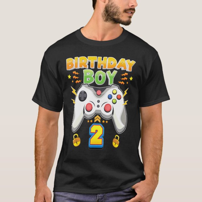 Camiseta Aniversário Garoto De 2 Anos De Idade De Jogo De J (Frente)