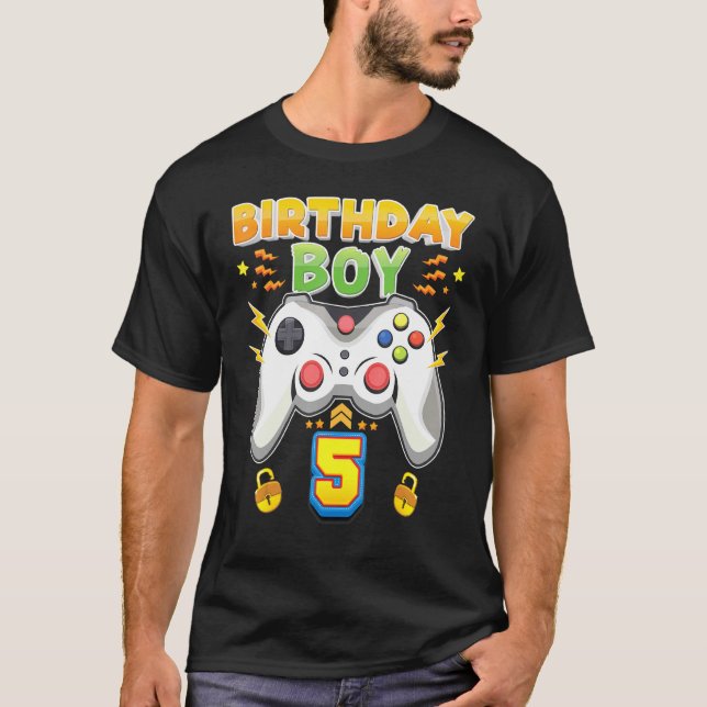 Camiseta Aniversário Garoto De 5 Anos De 5 (Frente)