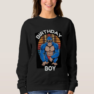 Camiseta Aniversário Garoto Engraçado Macaco Macaco Cachorr
