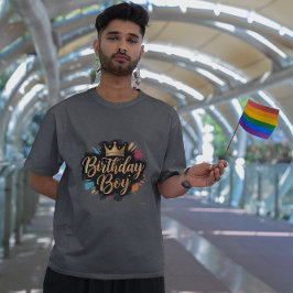 Camiseta Aniversário Garoto Ouro Coroa Splash