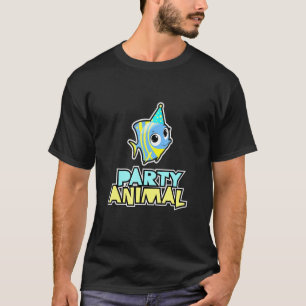 Camiseta Aniversário Gráfico de Peixe Animal de Festa