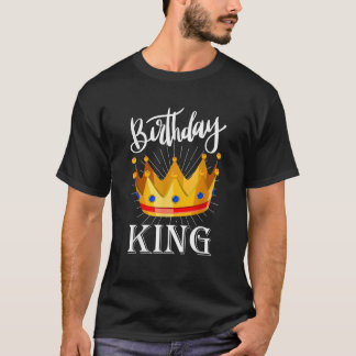 Camiseta Aniversário Homens Menino Birthday King  Homens Pr