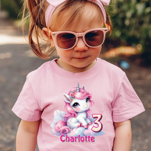 Camiseta Aniversário idade rosa unicórnio sonhador 