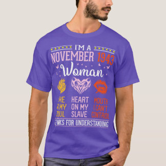 Camiseta Aniversário Im Novembro De 1943 Mulher 77 Anos Inc