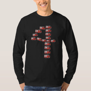 Camiseta Aniversário Infantil de Bombeiro de 4 Anos Menino 