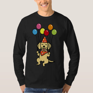 Camiseta Aniversário, Labrador Amarelo E Balões