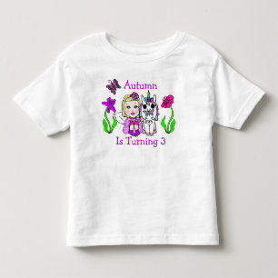 Camiseta Aniversário, Loira Fada e Unicórnio