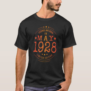 Camiseta Aniversário Maio de 1928 Ano Lendas Usadas