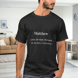 Camiseta Aniversário, mito da lenda, nome da lenda diversão