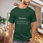 Camiseta Aniversário, mito da lenda, nome divertido verde<br><div class="desc">Para uma t-shirt verde. Personalize e adicione sua própria foto do aniversariante/homem. Personalize e adicione um nome,  40 anos e um texto. Texto: O Homem,  O Mito,  A Lenda. Texto branco.</div>
