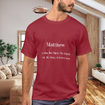 Camiseta Aniversário, mito da lenda, nome divertido vermelh<br><div class="desc">Para uma t-shirt vermelha. Personalize e adicione sua própria foto do aniversariante/homem. Personalize e adicione um nome,  40 anos e um texto. Texto: O Homem,  O Mito,  A Lenda. Texto branco.</div>