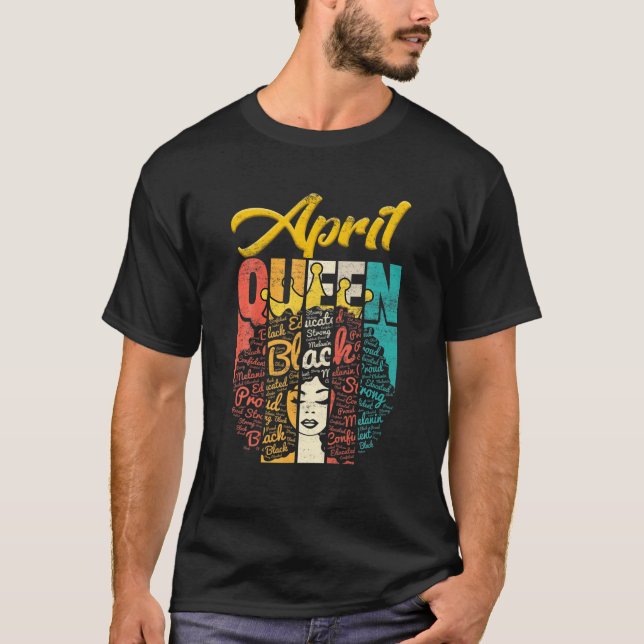 Camiseta Aniversário Nascer Da Dona Rainha Em Abril Meninas (Frente)