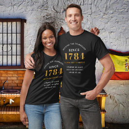 Camiseta Aniversário negro Dourado a qualquer ano