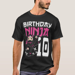 Camiseta Aniversário Ninja 10 Garota Rosa Shinobi Pensou 10