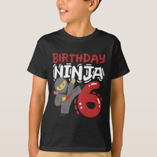 Camiseta Aniversário Ninja 6 Anos Crianças Karate 6 Birthda