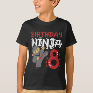 Camiseta Aniversário Ninja, 8 anos, Karate Kids 8º aniversá