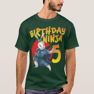 Camiseta Aniversário Ninja Bunny 5 Anos Quinto Dia Nascer 2