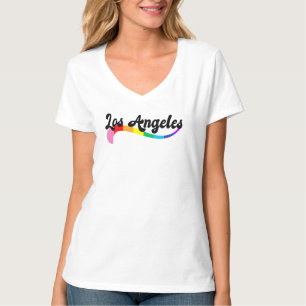 Camiseta Aniversário Orgulho Roteiro Arco-íris Retrô de Los