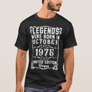 Camiseta Aniversário Outubro De 1975 Ano Usado Lendas