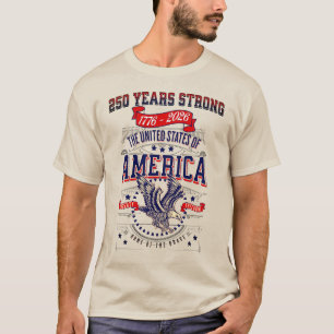 Camiseta Aniversário Patriótico Americano de 250 Anos
