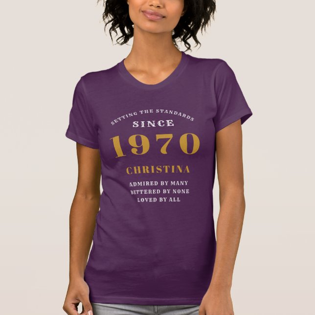 Camiseta Aniversário Personalizado, 1970 Douradas Esposas R (Frente)