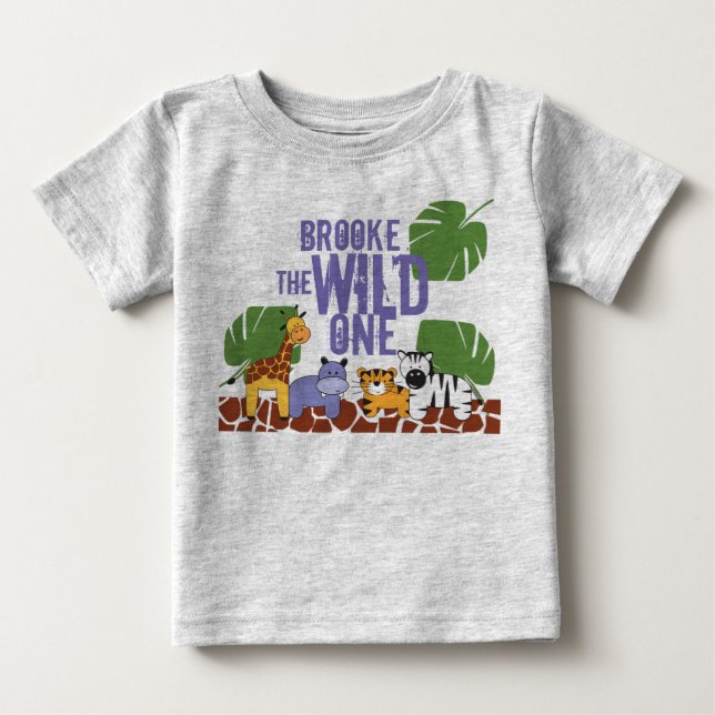 Camiseta Aniversário Personalizado da WILD ONE Safari (Frente)