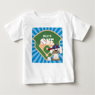 Camiseta Aniversário Personalizado de 1 Ano do Cachorrinho