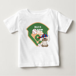 Camiseta Aniversário Personalizado de 1 Ano do Cachorrinho 