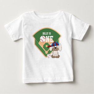 Camiseta Aniversário Personalizado de 1 Ano do Cachorrinho