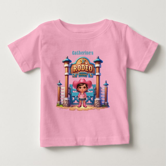 Camiseta Aniversário Personalizado de Primeiro Rodeio de Co (Frente)