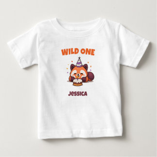 Camiseta Aniversário Personalizado do Primeiro Ano do Panda