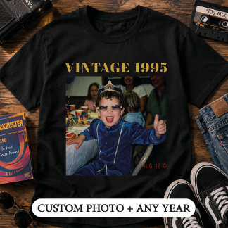 Camiseta Aniversário Personalizado Foto Vintage 1995