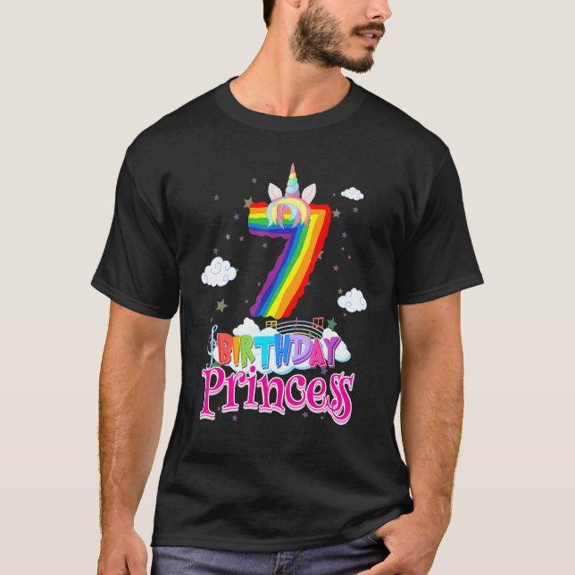 Camiseta Aniversário Princesa com 7 Anos 7 Engraçado Aniver (Frente)