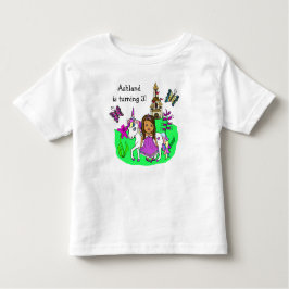 Camiseta Aniversário Princesa e Unicórnio Idade e Nome