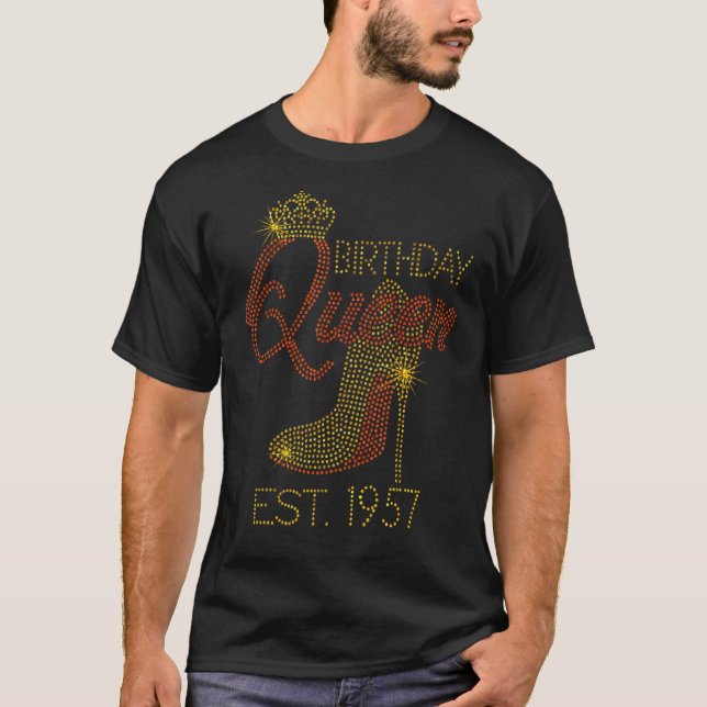 Camiseta Aniversário Rainha Est 1957 Calçados Rainha Coroa  (Frente)