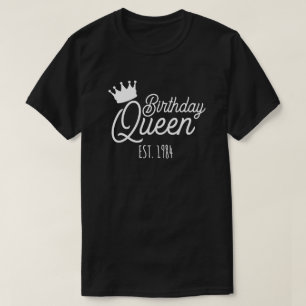 Camiseta Aniversário Rainha Est 1984 40th Para Mulheres E H