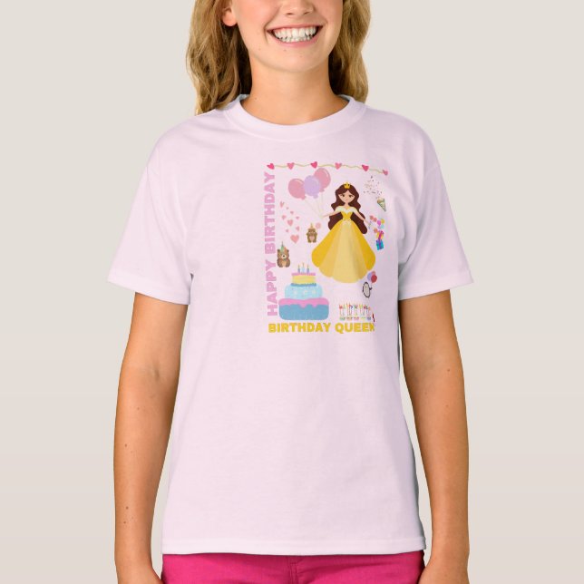 Camiseta Aniversário Rainha Tee para Raparigas (Frente)
