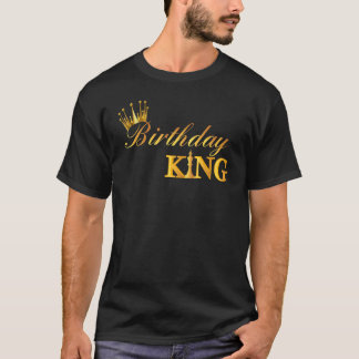 Camiseta Aniversário Rei Dourado Coroa Para Meninos E Homen