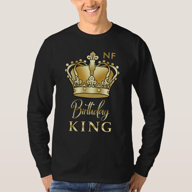 Camiseta Aniversário Rei Dourado Monograma Real Monograma L (Frente)