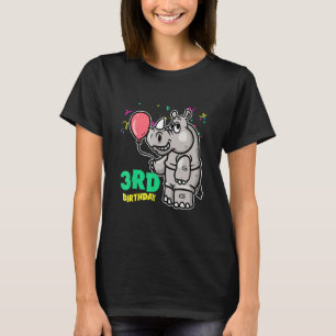 Camiseta Aniversário Rhino 3º Dia B Crianças Três Anos