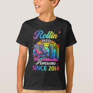 Camiseta Aniversário Roller 11 Rapariga De Pé-De-Pé-De-Pé-D