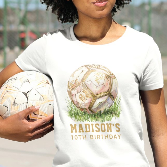 Camiseta Aniversário Rosa de luxo e Dourado (Criador carregado)