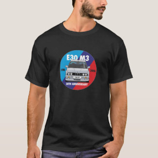 Camiseta Aniversário Roundel de BMW E30 M3 30o (prata)