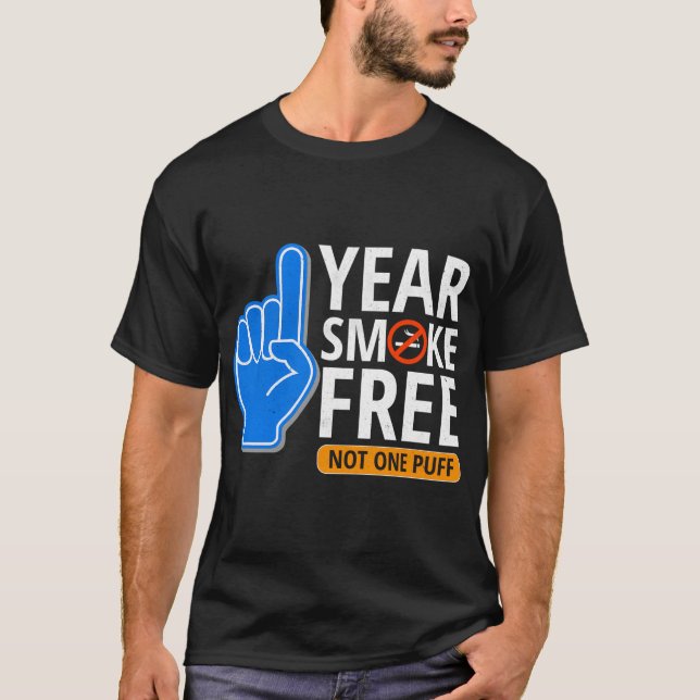 Camiseta Aniversário Sem Fumo de Um Ano - Sair Do Fumar (Frente)