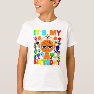 Camiseta Aniversário Sprunki! - Oren Simon Funbot Pinki
