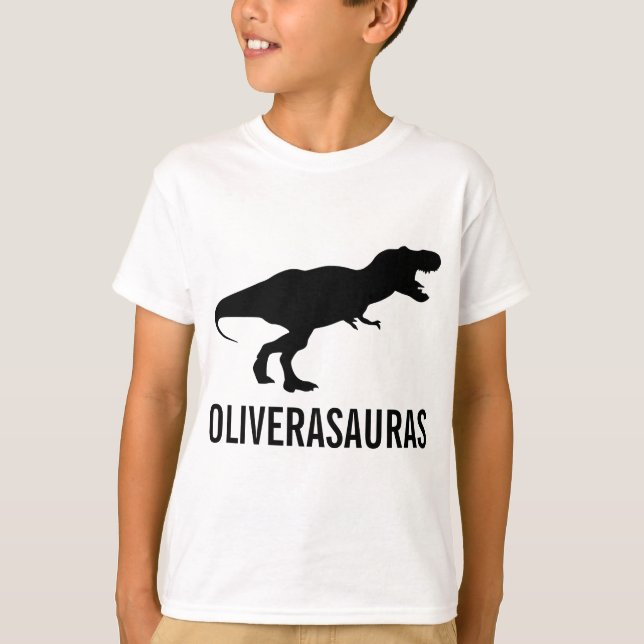 Camiseta Aniversário - Tee do Dinossauro Personalizado (Frente)