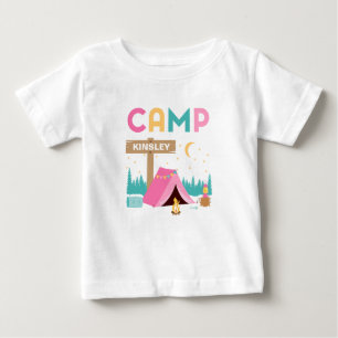 Camiseta Aniversário Temático de Acampamento para Meninas R